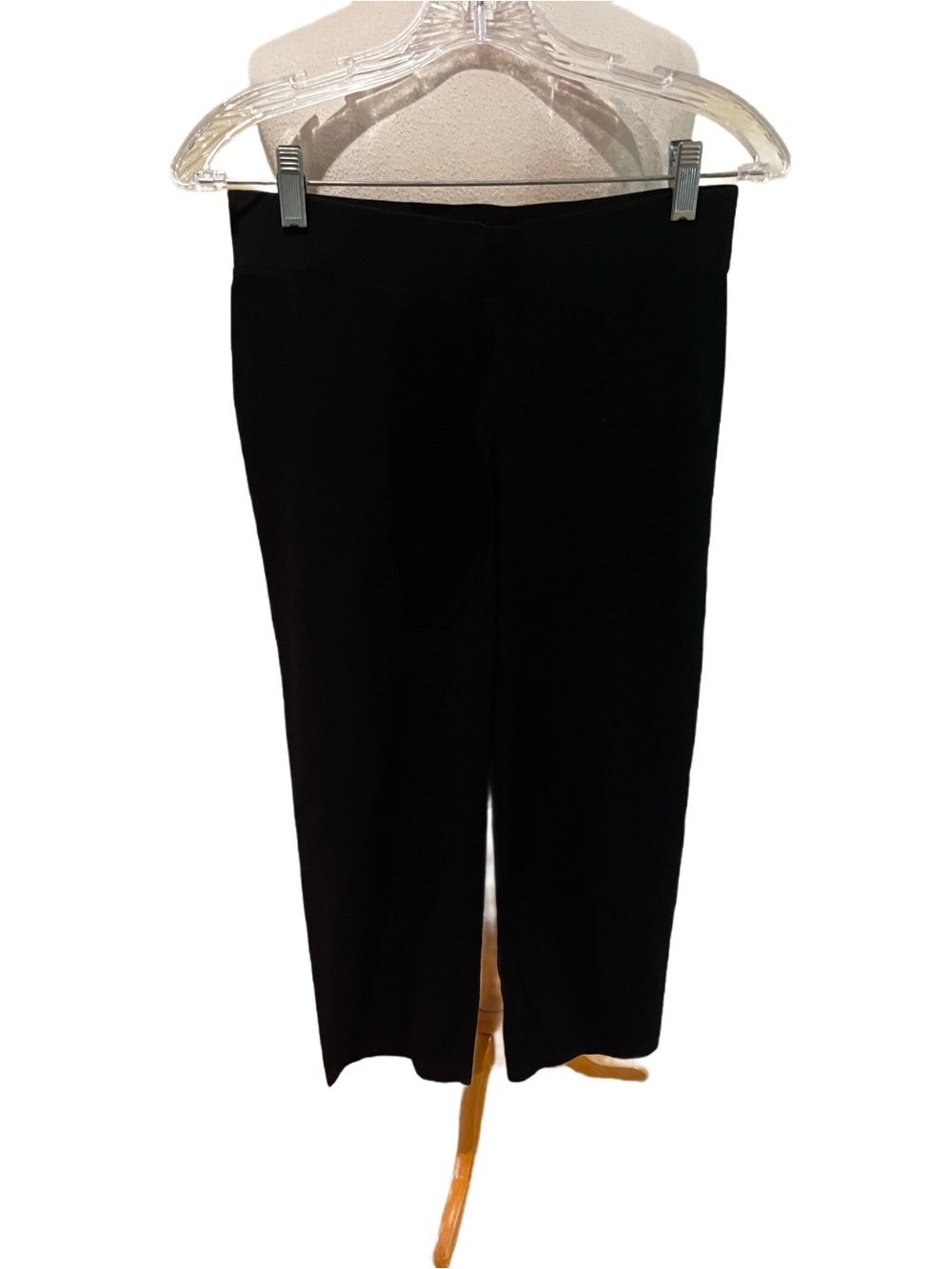 EILEEN FISHER BLACK VISCOSE STRETCH CREPE KNIT SLIM LEG CASUAL ANKLE PANT LN PS